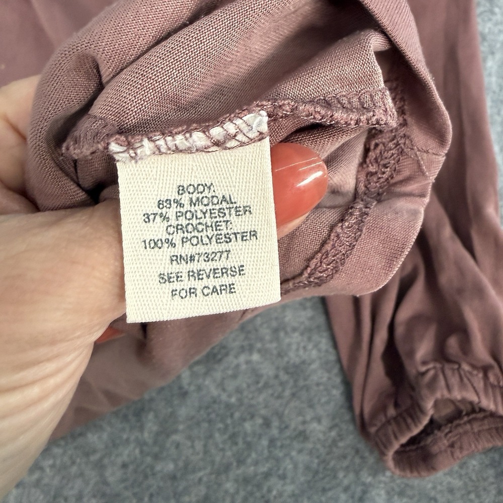 Mudd Shirt Womens Large Cold Shoulder Mauve Blouse Y2K Long Sleeve Flowy Relaxed - Picture 12 of 14
